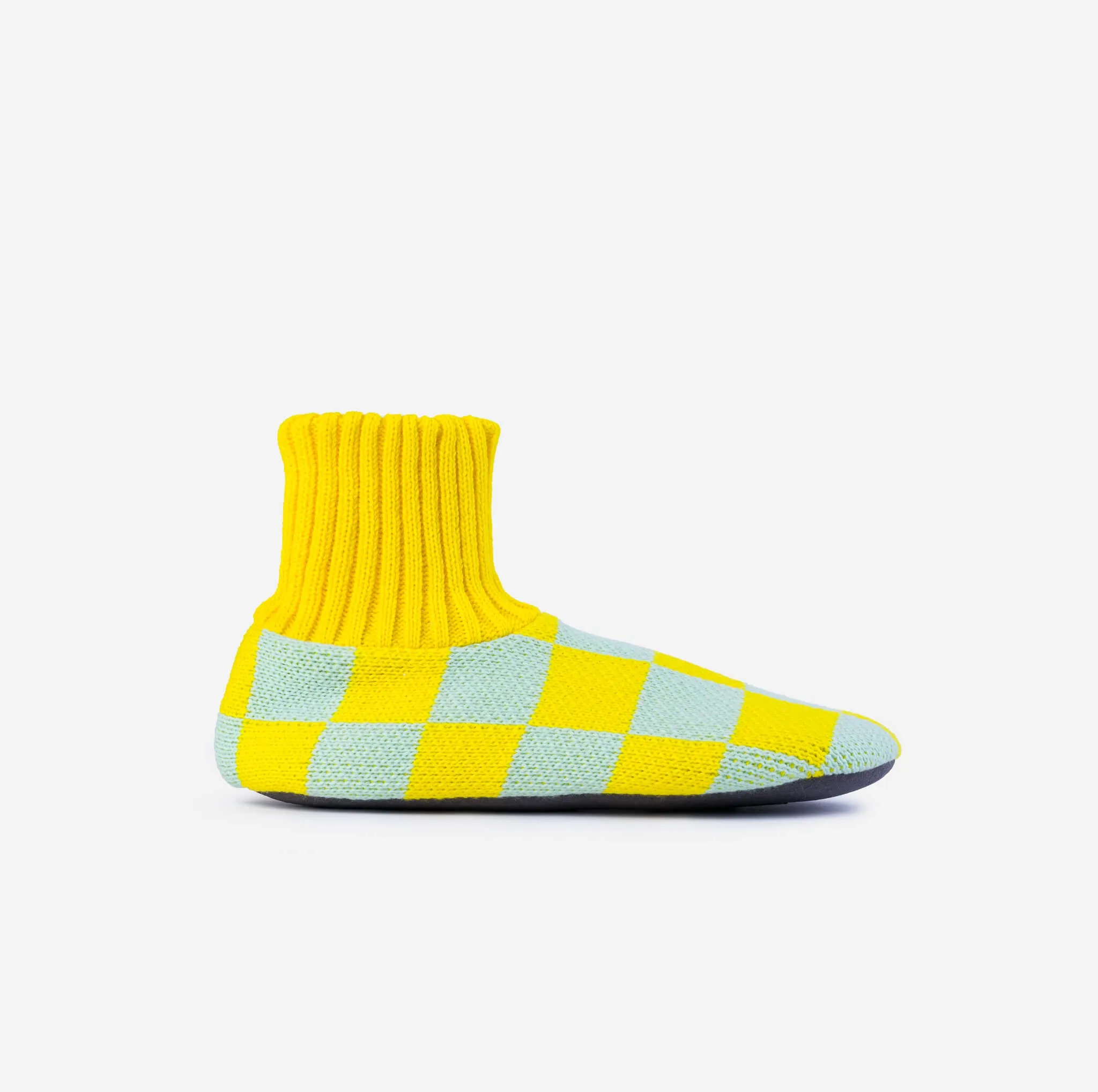 Checkerboard Knit Sock Slippers