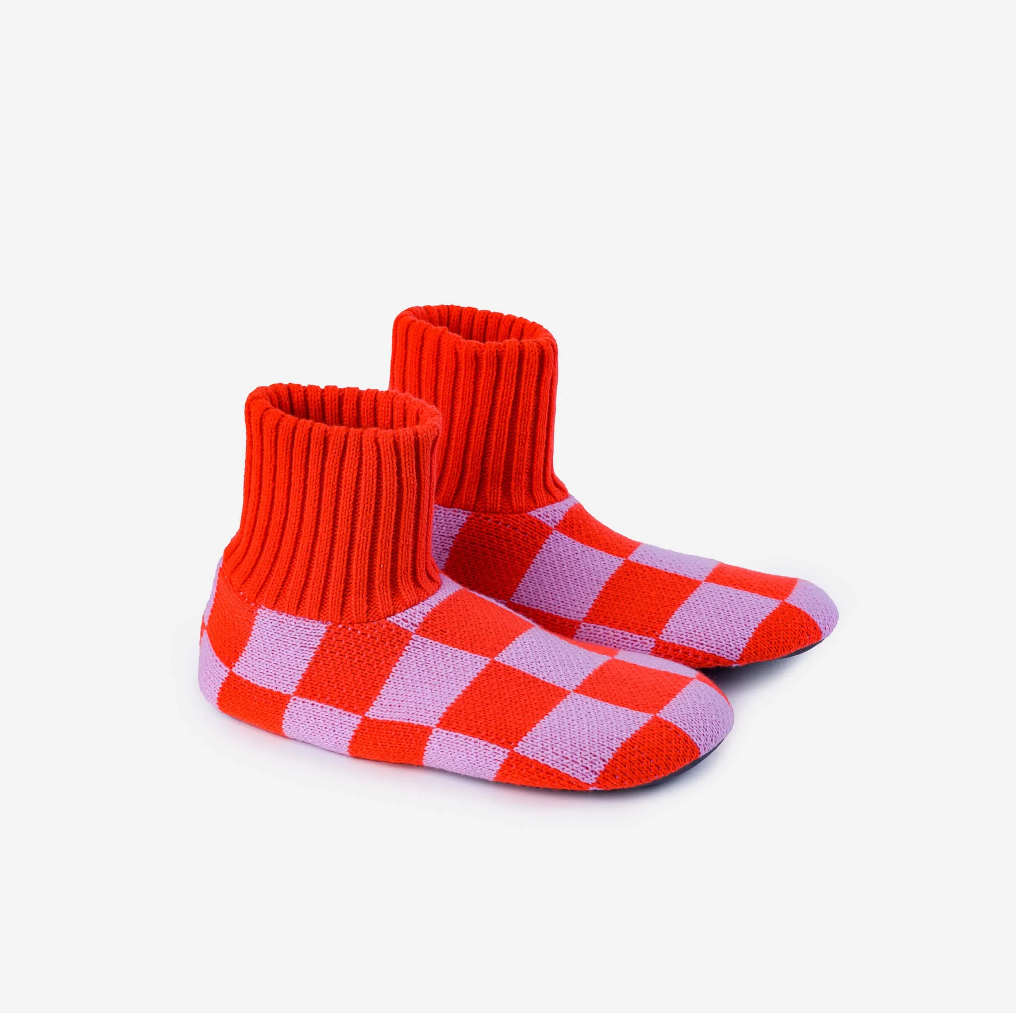 Checkerboard Knit Sock Slippers