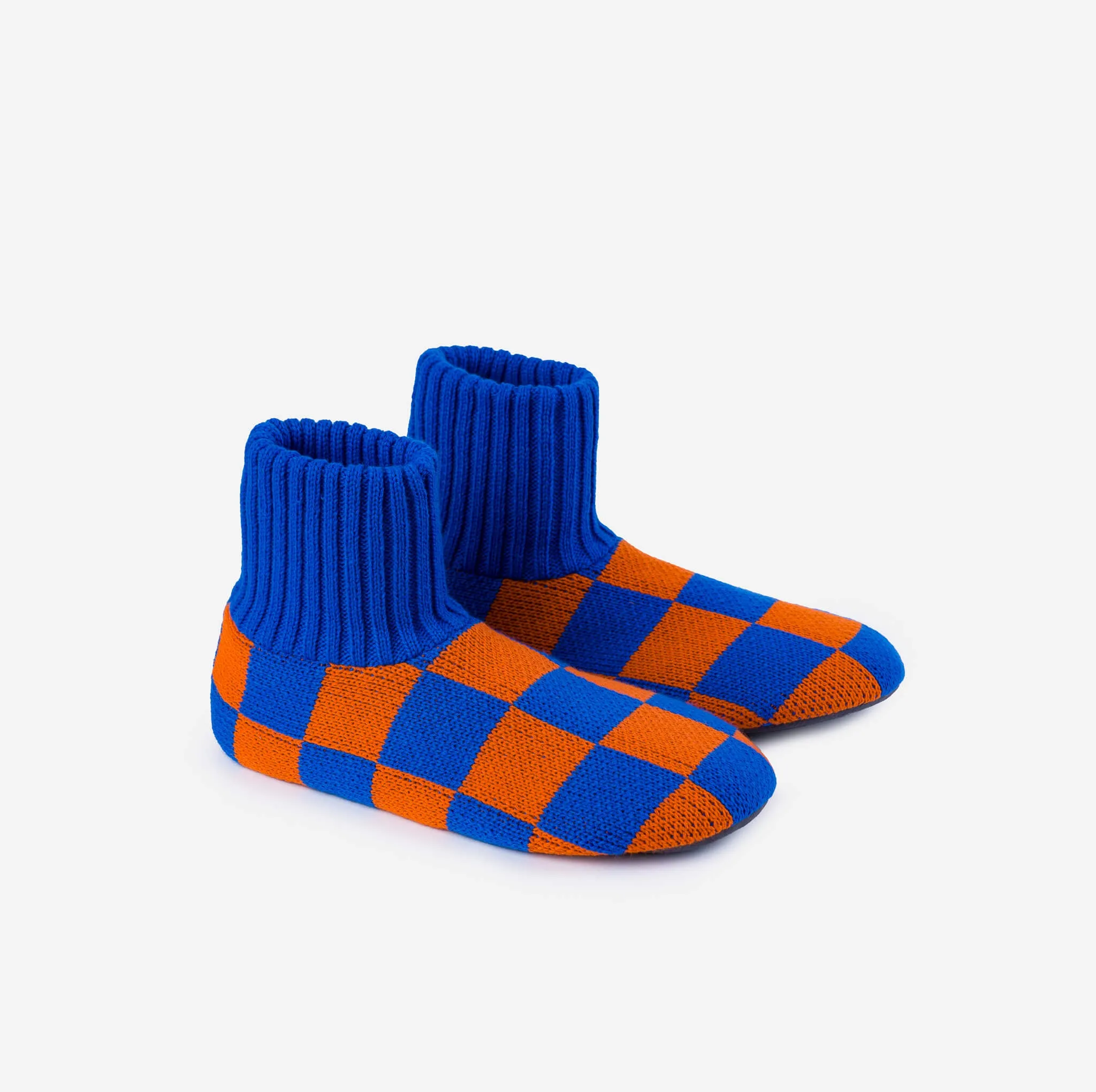 Checkerboard Knit Sock Slippers