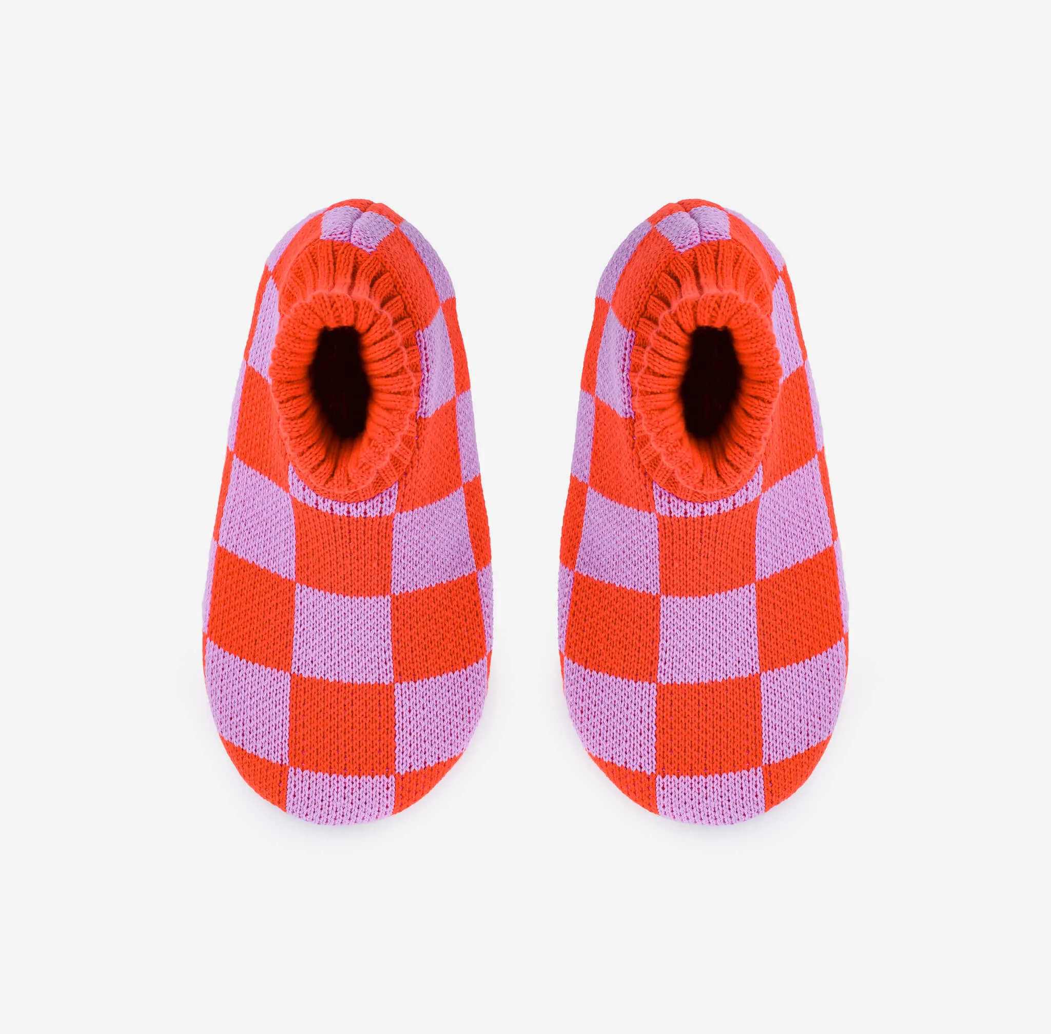 Checkerboard Knit Sock Slippers
