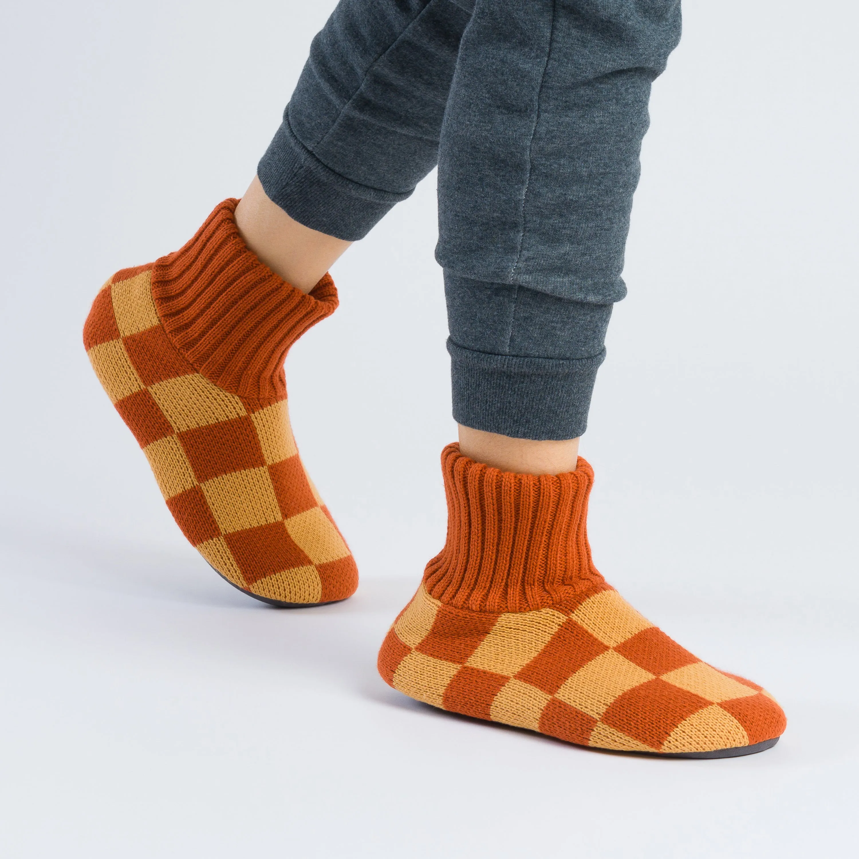 Checkerboard Knit Sock Slippers