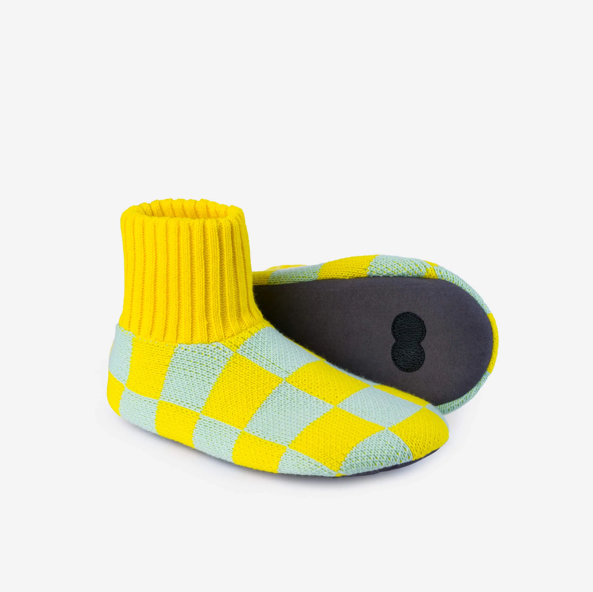 Checkerboard Knit Sock Slippers