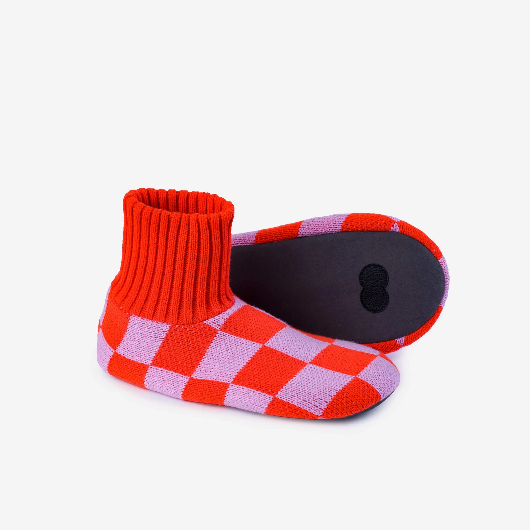 Checkerboard Knit Sock Slippers