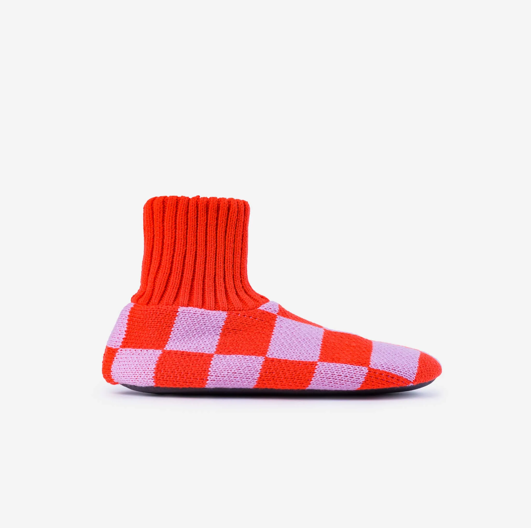 Checkerboard Knit Sock Slippers