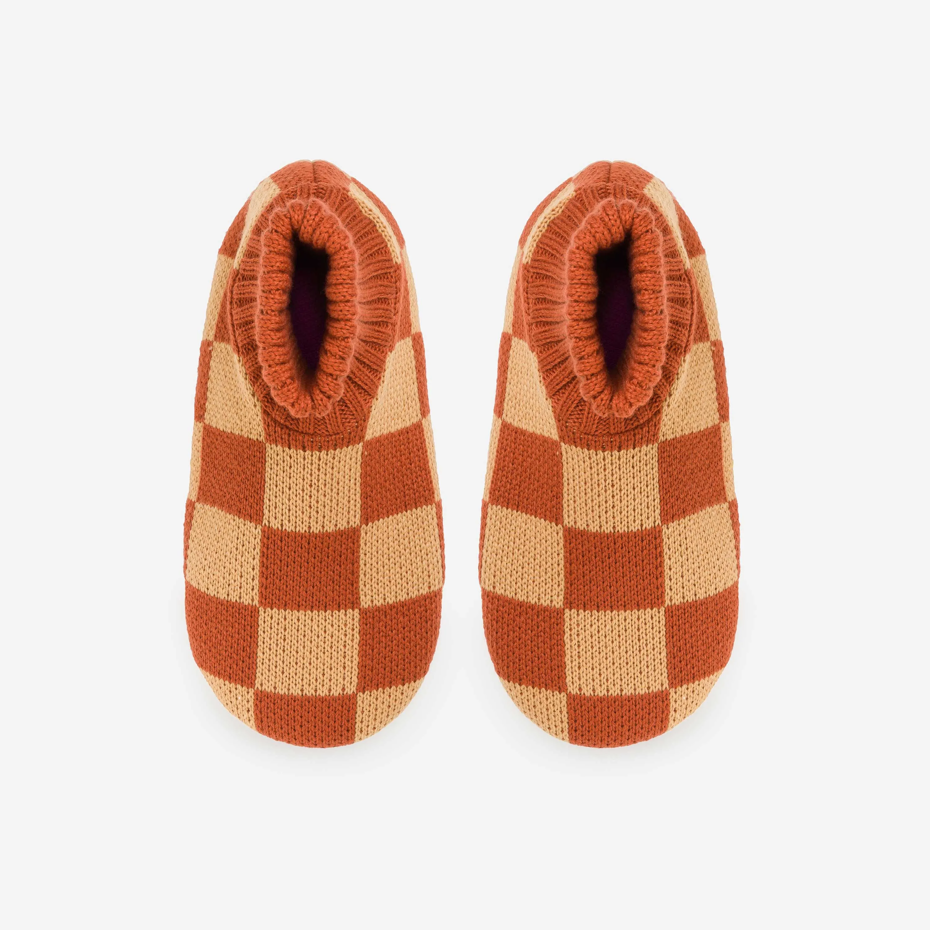 Checkerboard Knit Sock Slippers