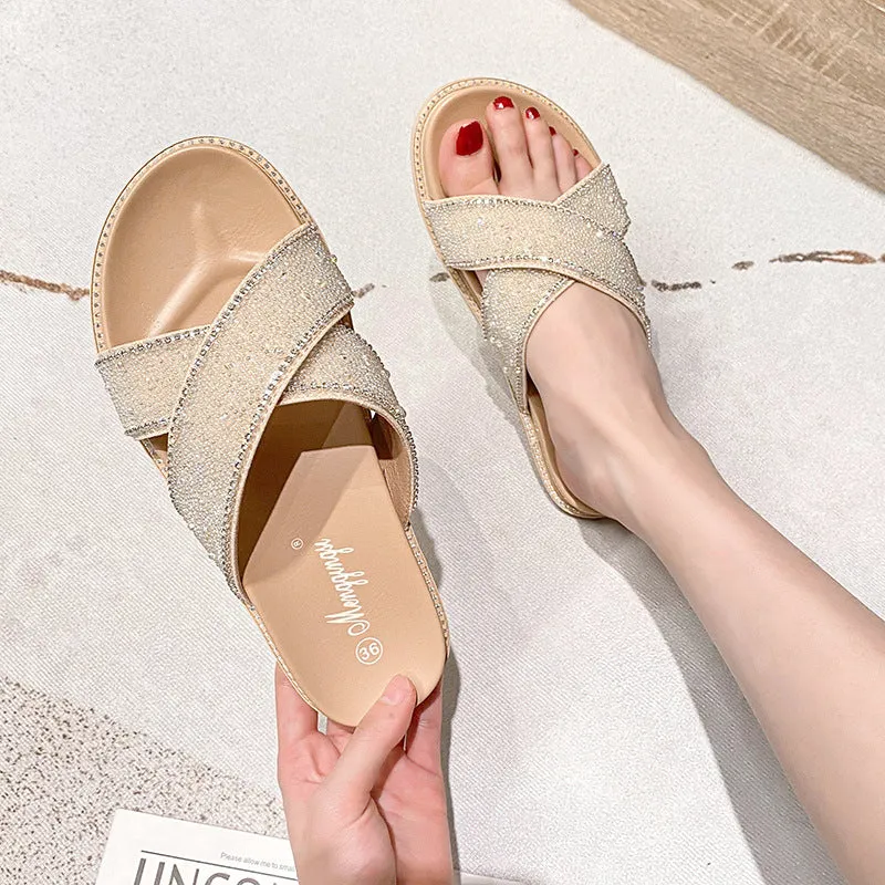 Comelyy Rhinestone Fashion Slippers