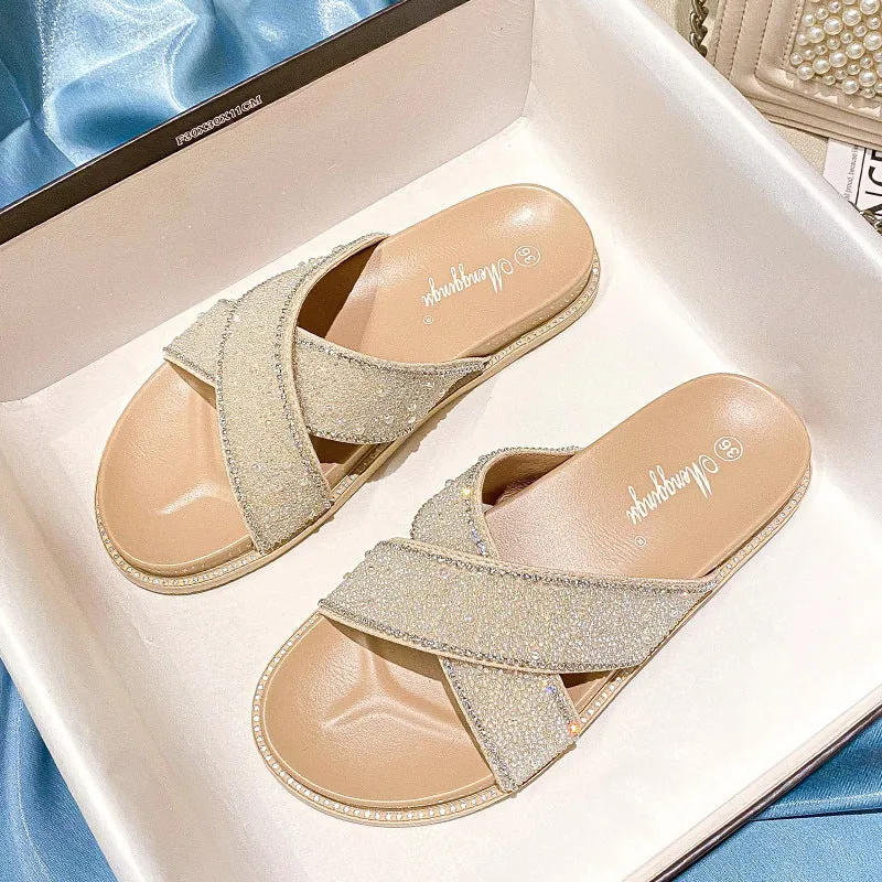 Comelyy Rhinestone Fashion Slippers