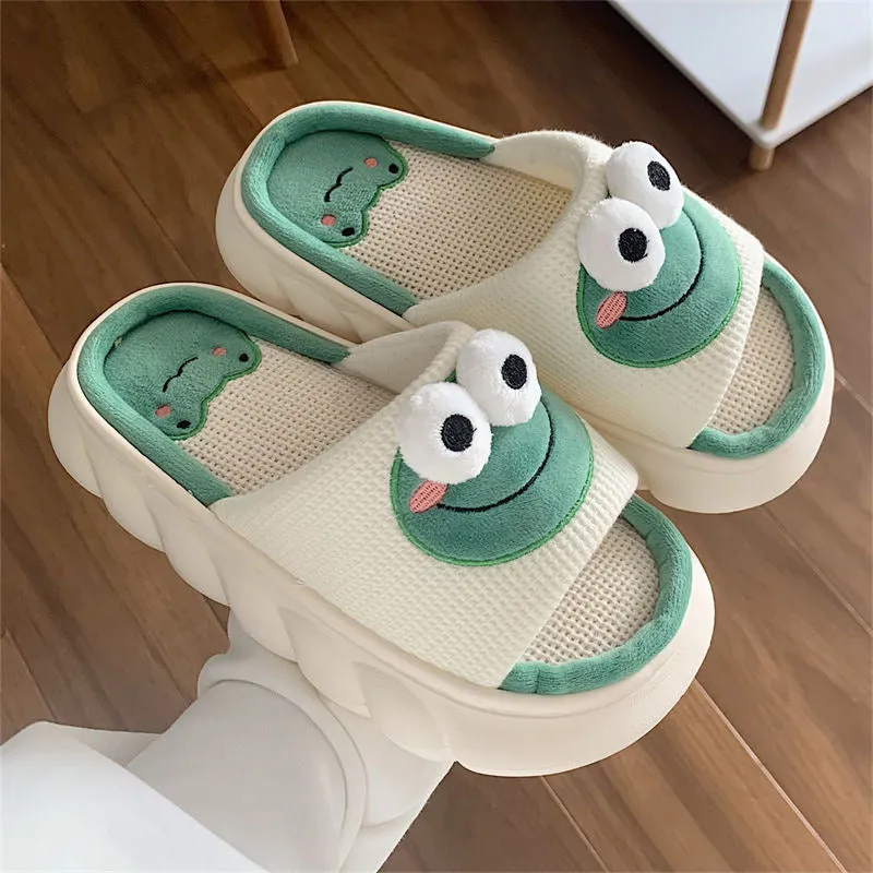 Cute Frog Platform Slippers