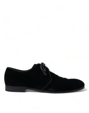 Elegant Black Velvet Derby Dress Shoes