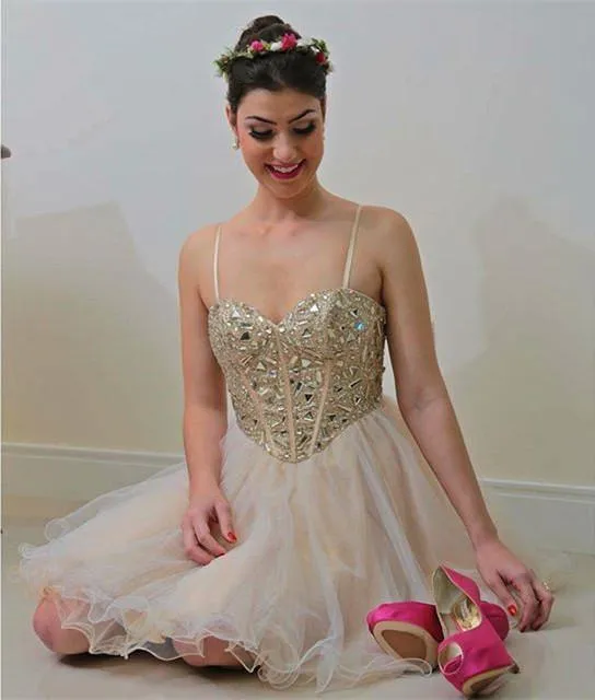 Elegant Organza Ruffles Homecoming Dresses Short Prom Dresses PG094