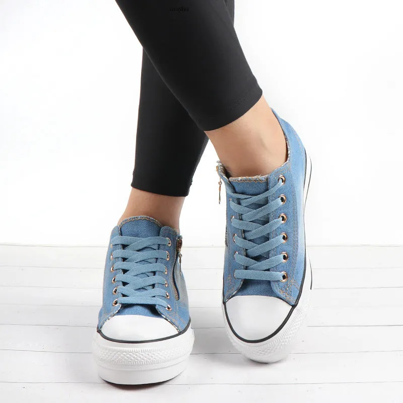 Fashion Sneakers Women Casual High Heel Canvas Shoes