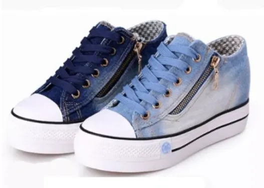 Fashion Sneakers Women Casual High Heel Canvas Shoes