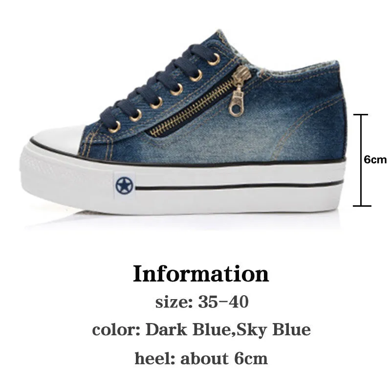 Fashion Sneakers Women Casual High Heel Canvas Shoes