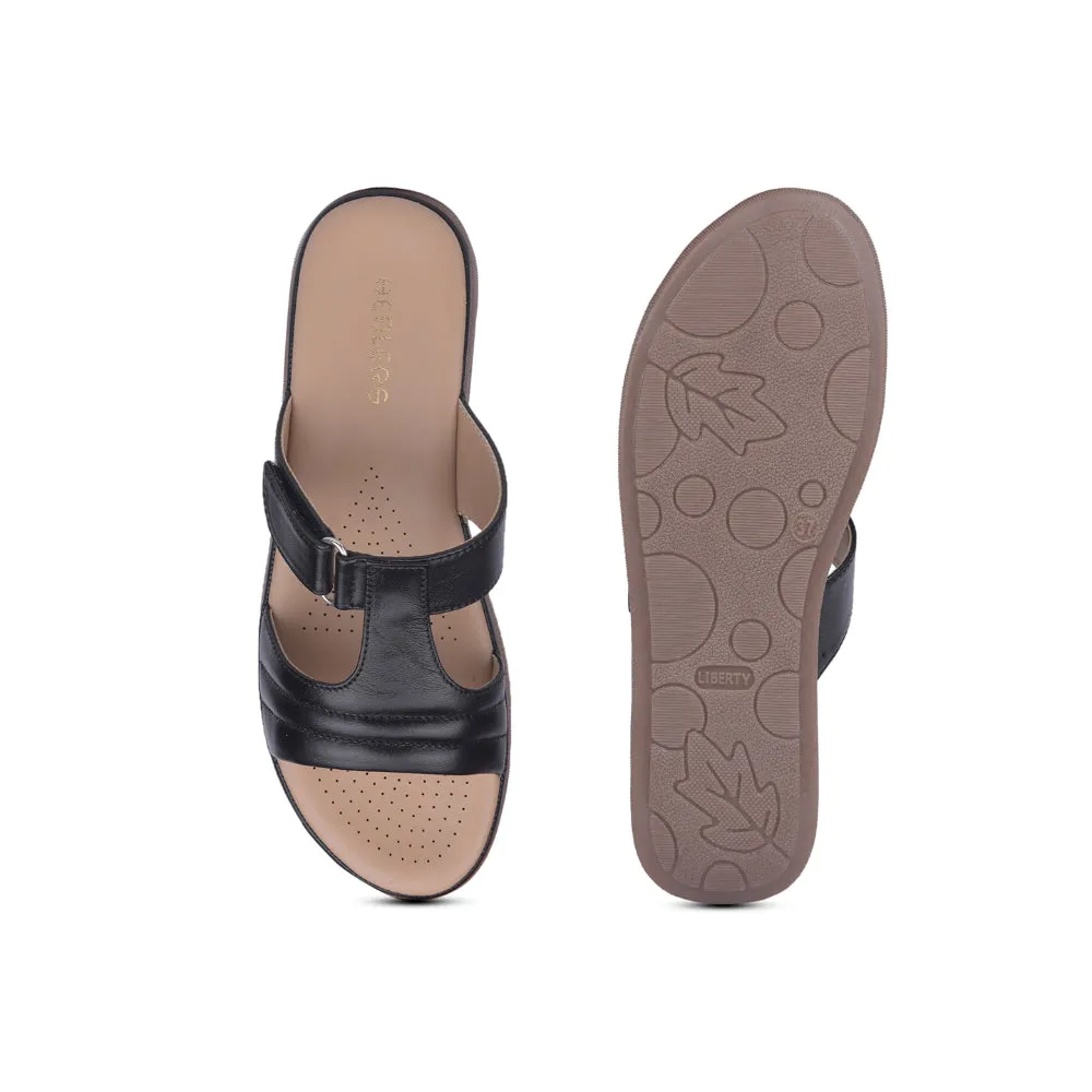 Healers Black Casual Slippers For Women JD-36 By Liberty