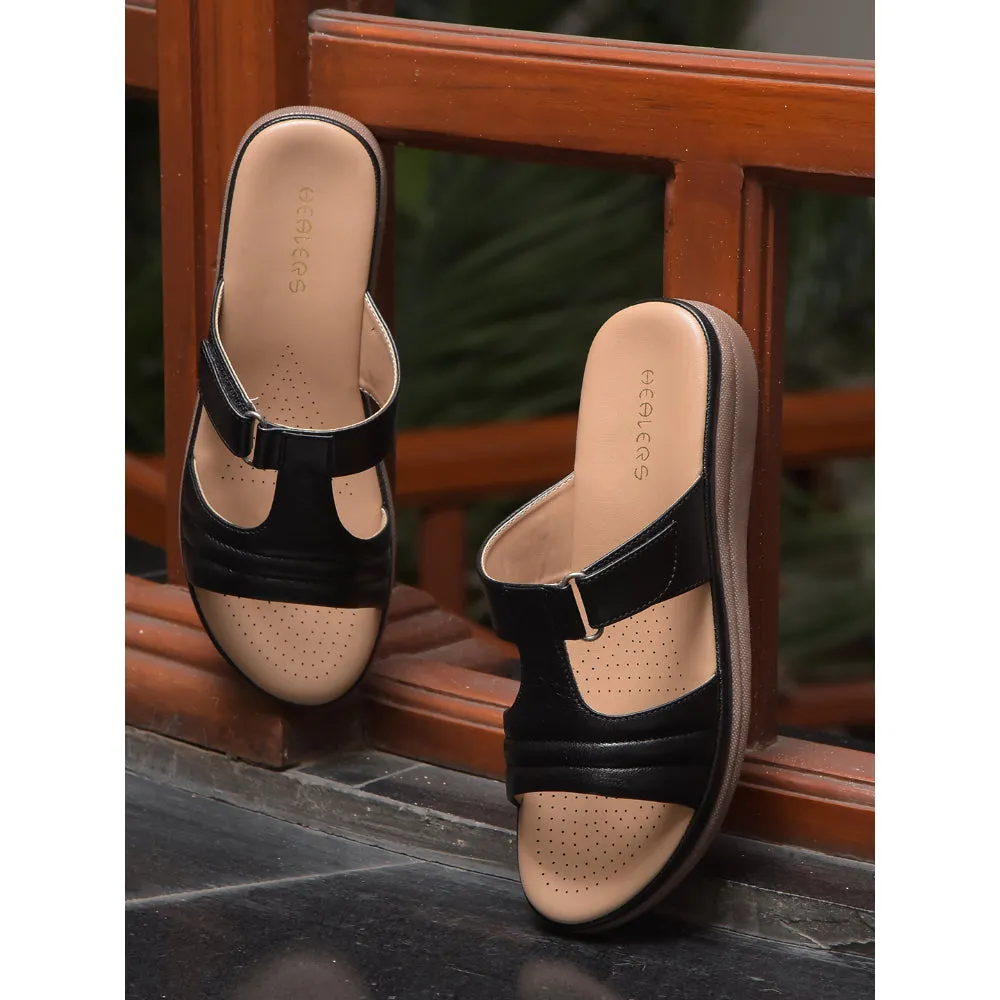 Healers Black Casual Slippers For Women JD-36 By Liberty
