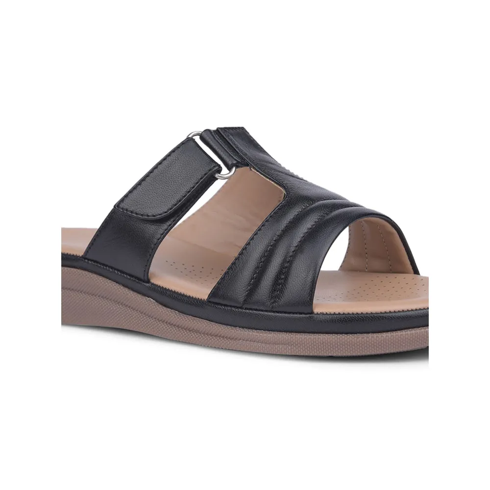 Healers Black Casual Slippers For Women JD-36 By Liberty