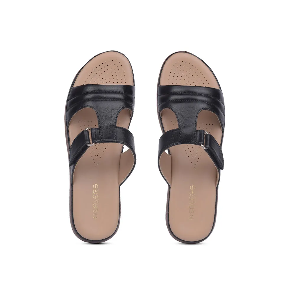 Healers Black Casual Slippers For Women JD-36 By Liberty