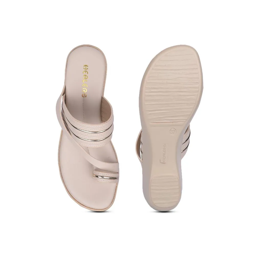 Healers By Liberty Women LAX-12 Cream Wedges Fashion Slippers