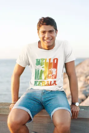 Hello Kerala White Printed T-shirt for men