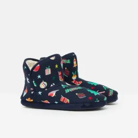 Joules Cabin Faux Fur Lined Slippers Navy
