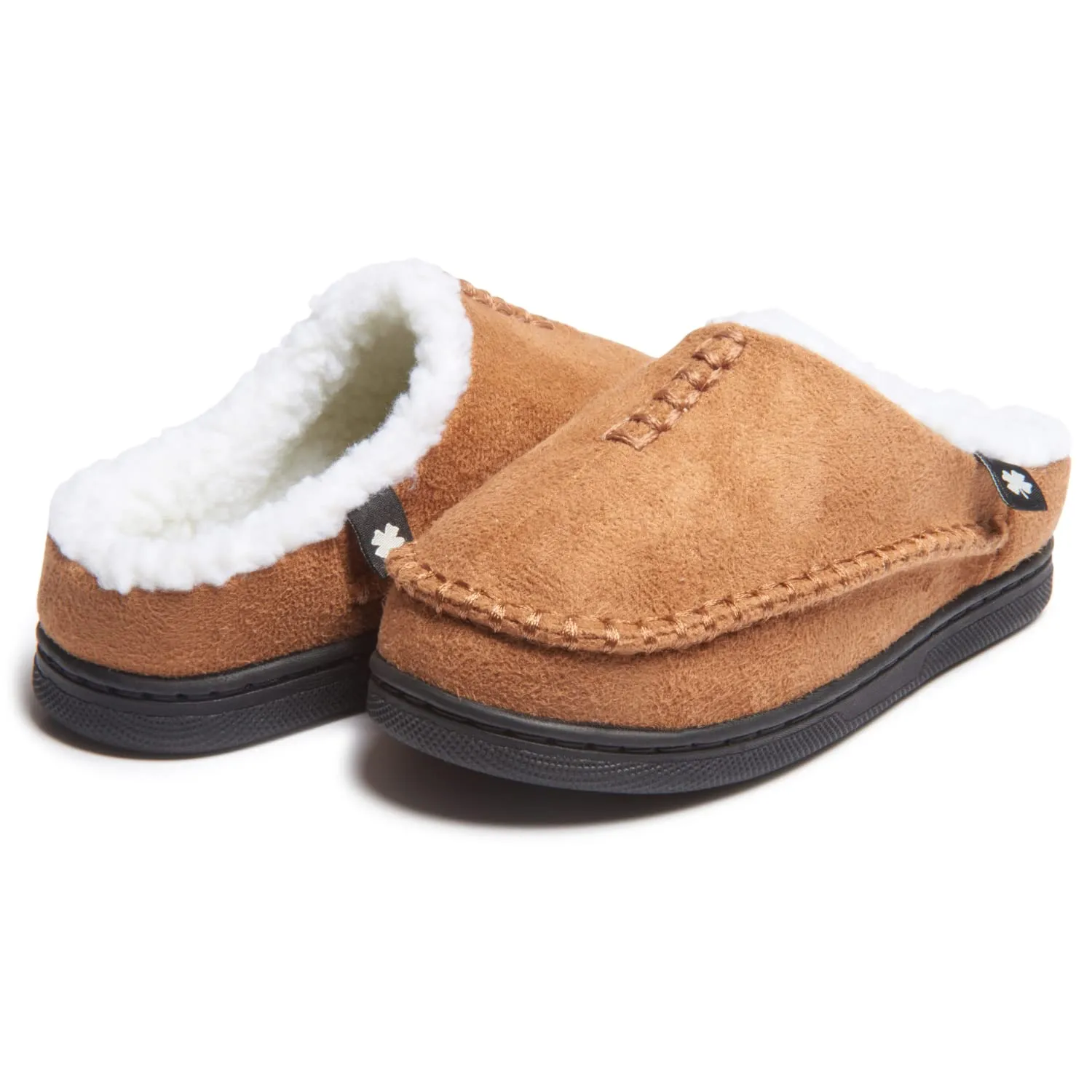 Lucky Brand Boys Micro Suede Clog Slippers, Non Slip Rubber Sole Warm Fuzzy Fluffy House Shoes, Kids Indoor Outdoor Clogs