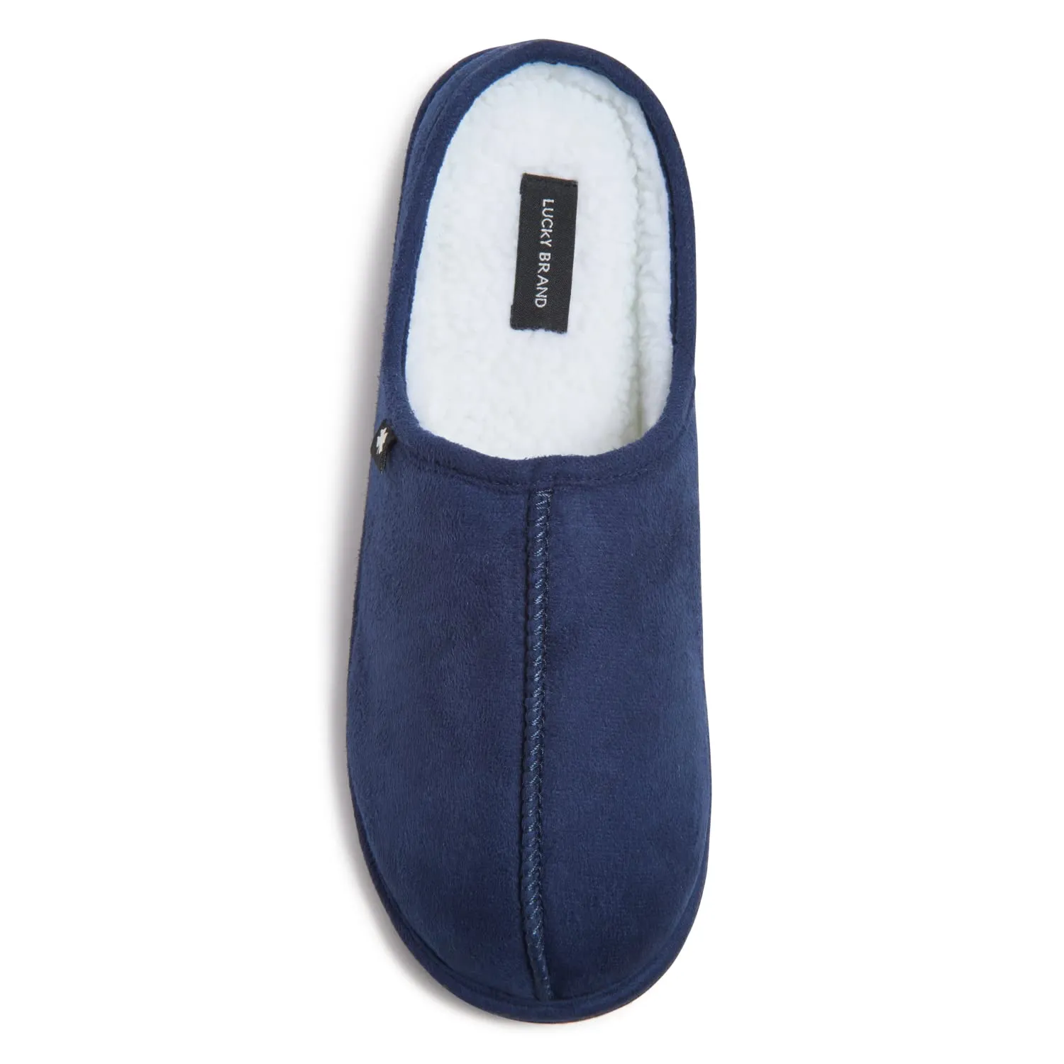 Lucky Brand Mens Microsuede Memory Foam Sherpa Clog Slippers, Warm Fuzzy Bedroom Slipper, Comfortable Indoor Outdoor House Shoes