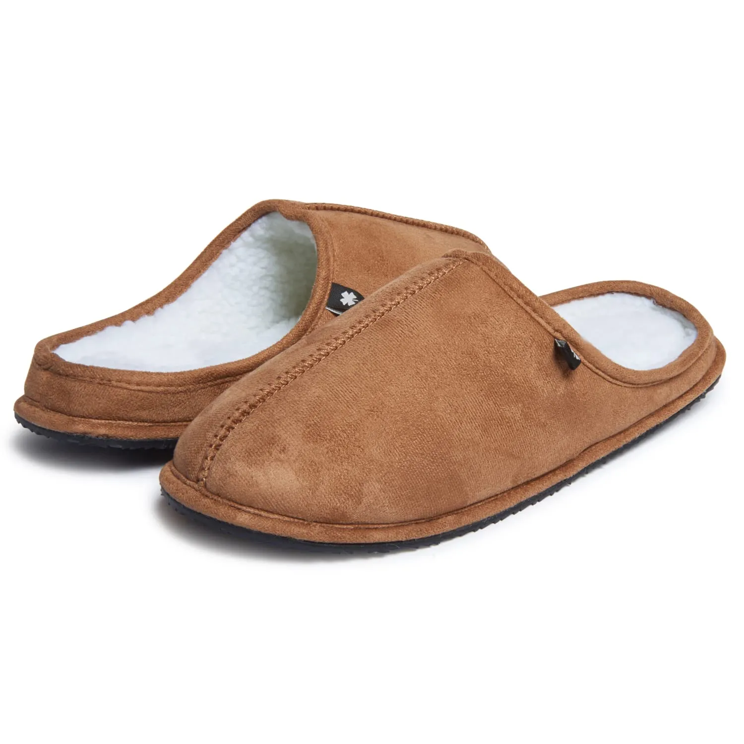 Lucky Brand Mens Microsuede Memory Foam Sherpa Clog Slippers, Warm Fuzzy Bedroom Slipper, Comfortable Indoor Outdoor House Shoes