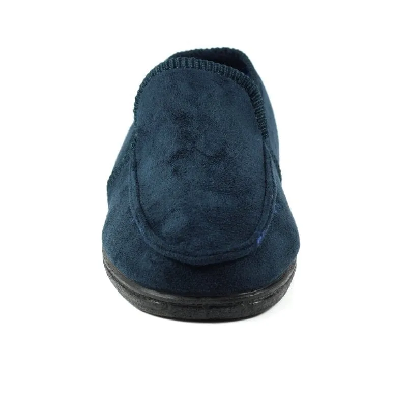 Lunar Mens Slipper With Goodyear Rubber Sole In Navy - Eden