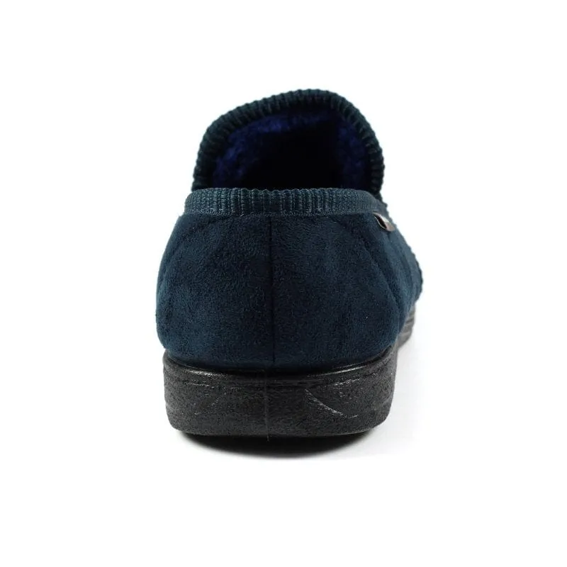 Lunar Mens Slipper With Goodyear Rubber Sole In Navy - Eden