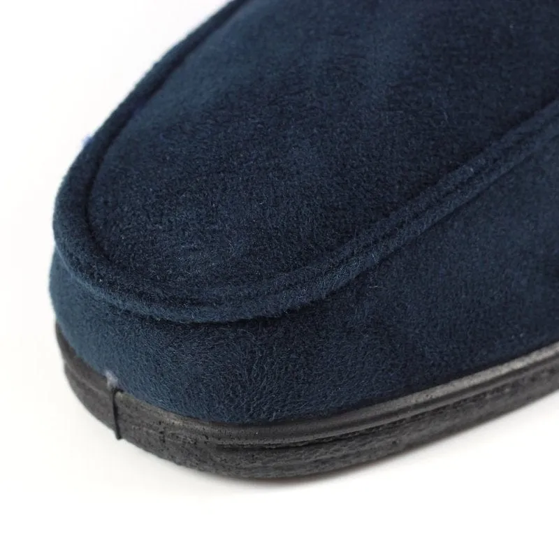 Lunar Mens Slipper With Goodyear Rubber Sole In Navy - Eden