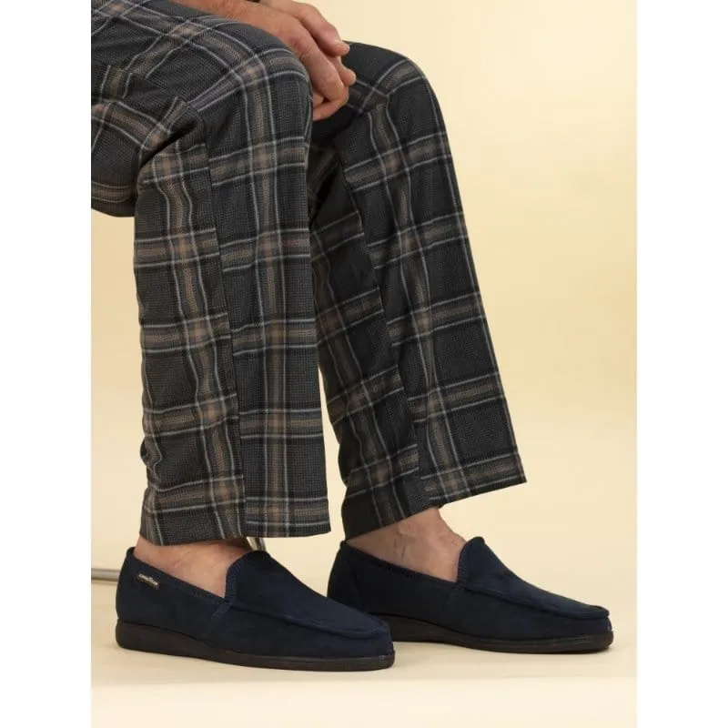 Lunar Mens Slipper With Goodyear Rubber Sole In Navy - Eden