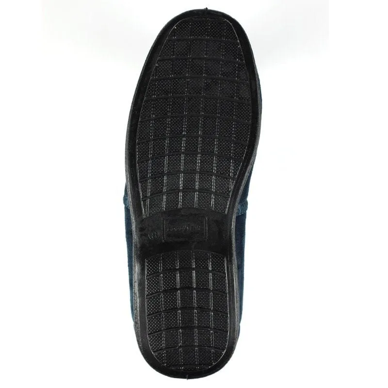 Lunar Mens Slipper With Goodyear Rubber Sole In Navy - Eden