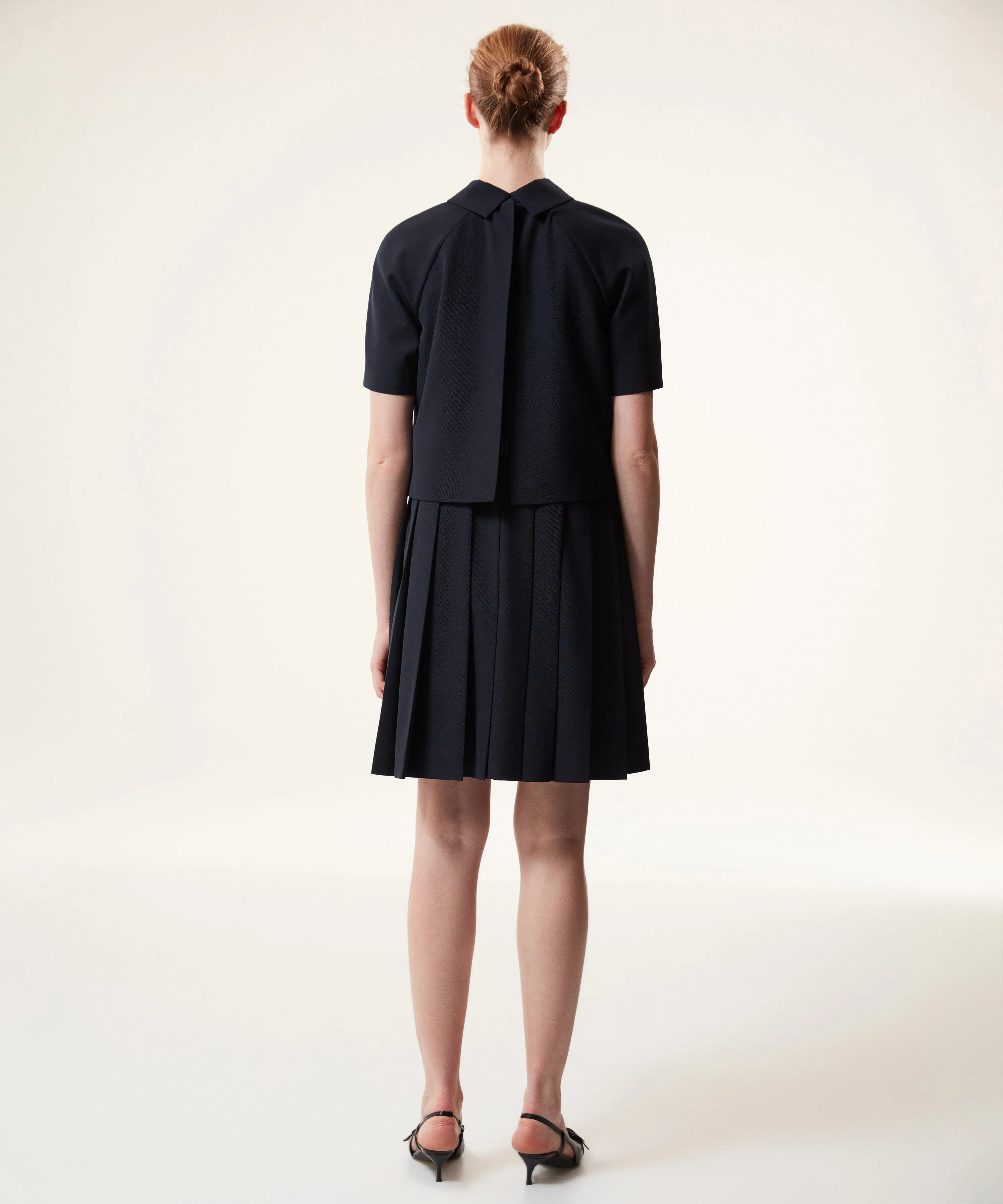 Machka Two Piece Look Pleated Dress Navy Blue