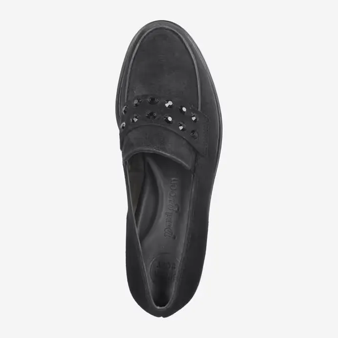 Paul Green Super Soft Black Loafers With Gemstones 1041-004