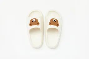 Pom Pom Slippers: Bear 245 (White)