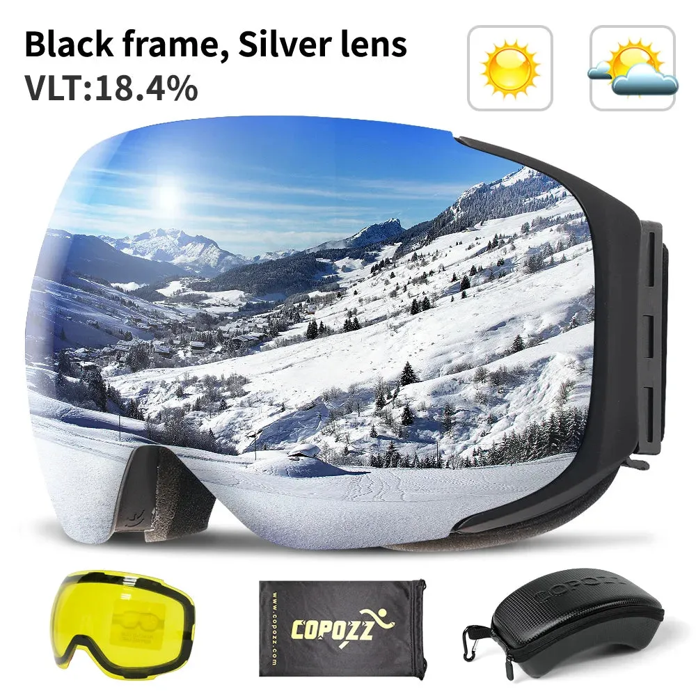 Professional Magnetic Ski Goggles for Men & Women UV400 Protection Anti-fog Snowboard Ski Glasses