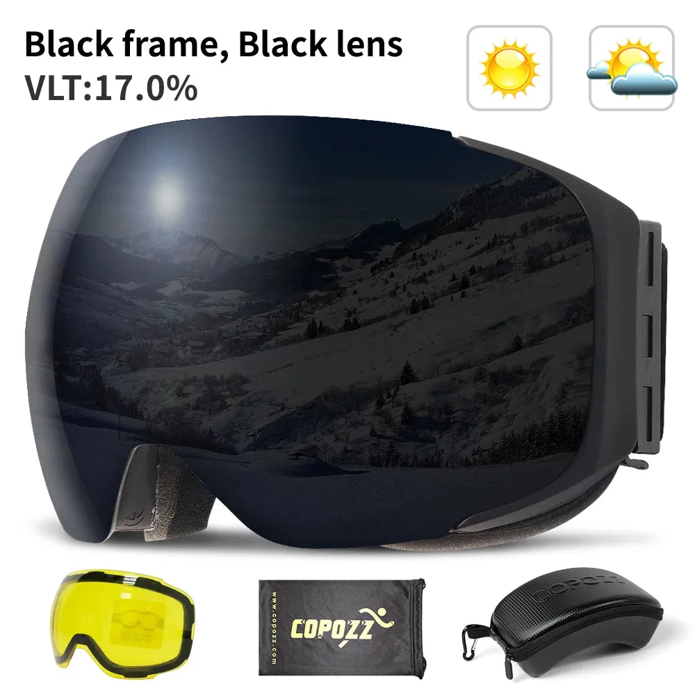 Professional Magnetic Ski Goggles for Men & Women UV400 Protection Anti-fog Snowboard Ski Glasses
