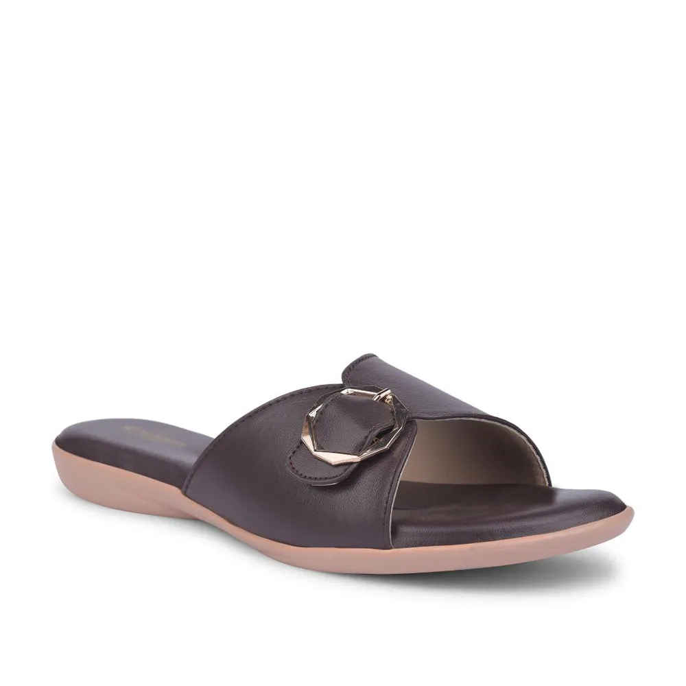 Senorita Formal Dark Brown Flat Slippers For Women MK-238E By Liberty