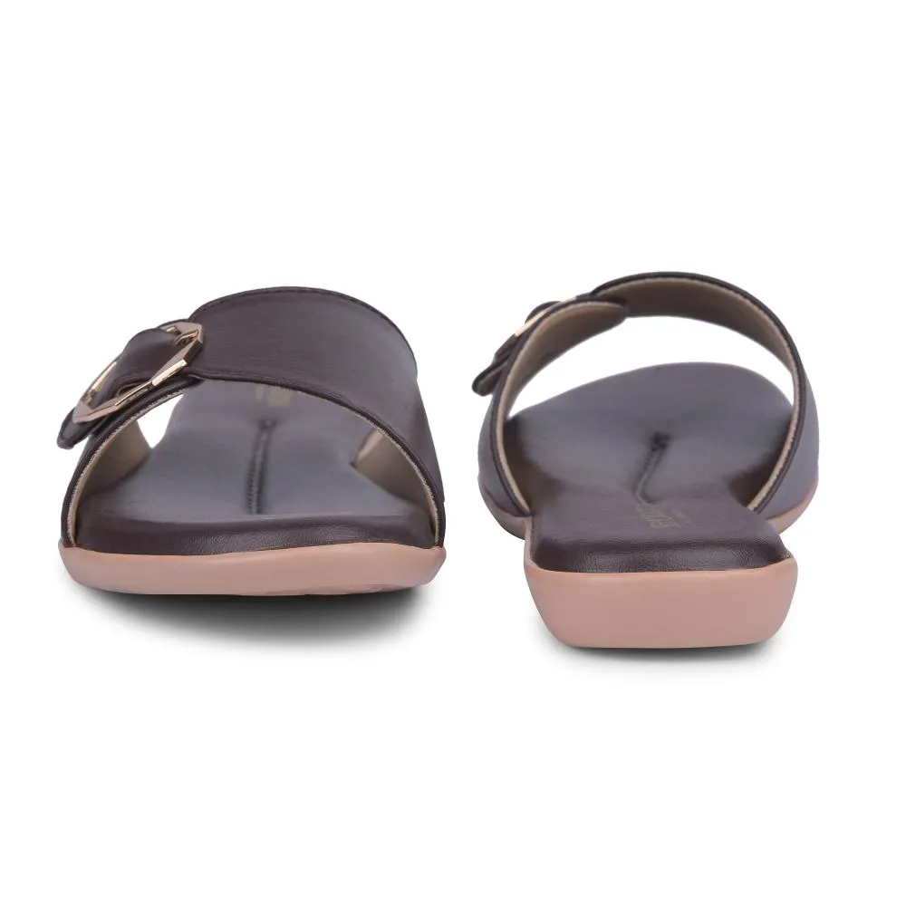 Senorita Formal Dark Brown Flat Slippers For Women MK-238E By Liberty