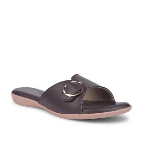 Senorita Formal Dark Brown Flat Slippers For Women MK-238E By Liberty