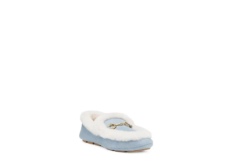STUART WEITZMAN OWEN BUCKLE SHEARLING SUEDE LOAFERS