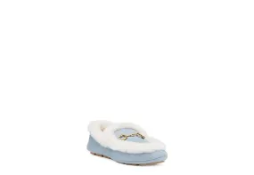 STUART WEITZMAN OWEN BUCKLE SHEARLING SUEDE LOAFERS