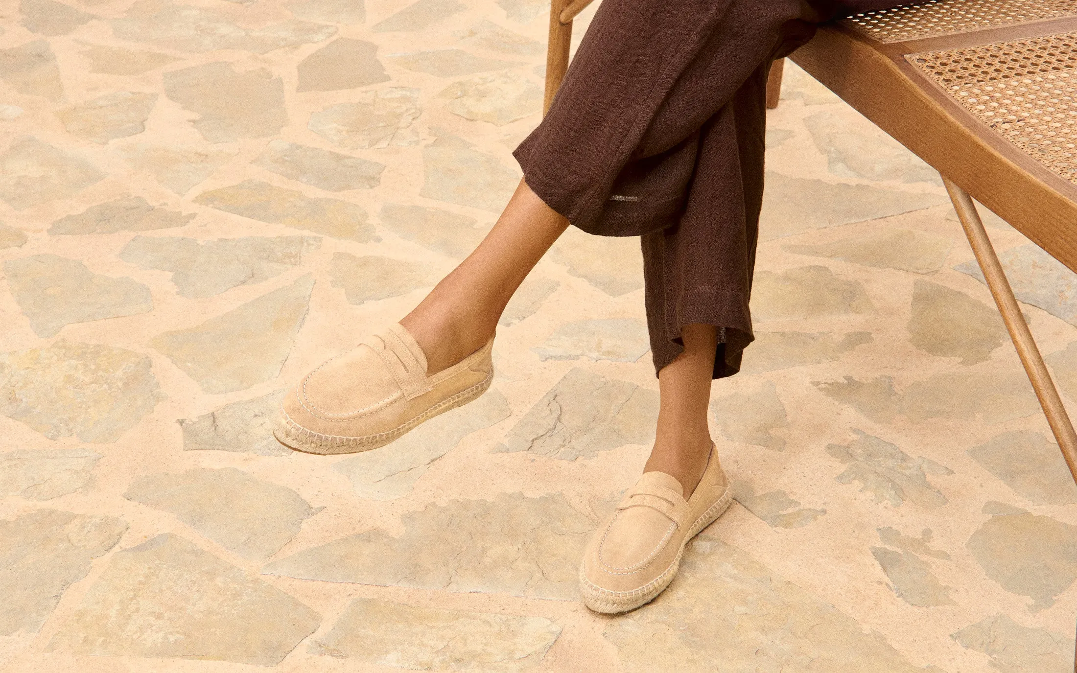 Suede Loafers Espadrilles - K11LW - Hamptons Champagne Beige