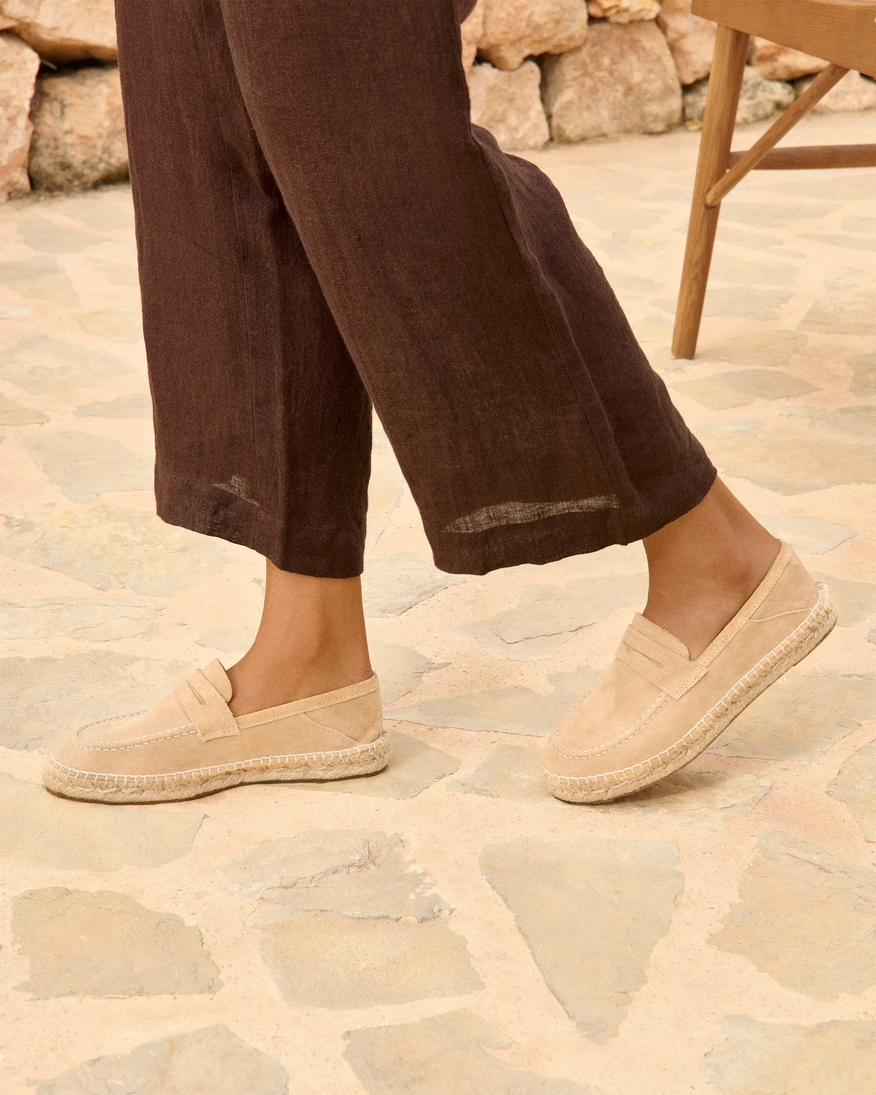Suede Loafers Espadrilles - K11LW - Hamptons Champagne Beige