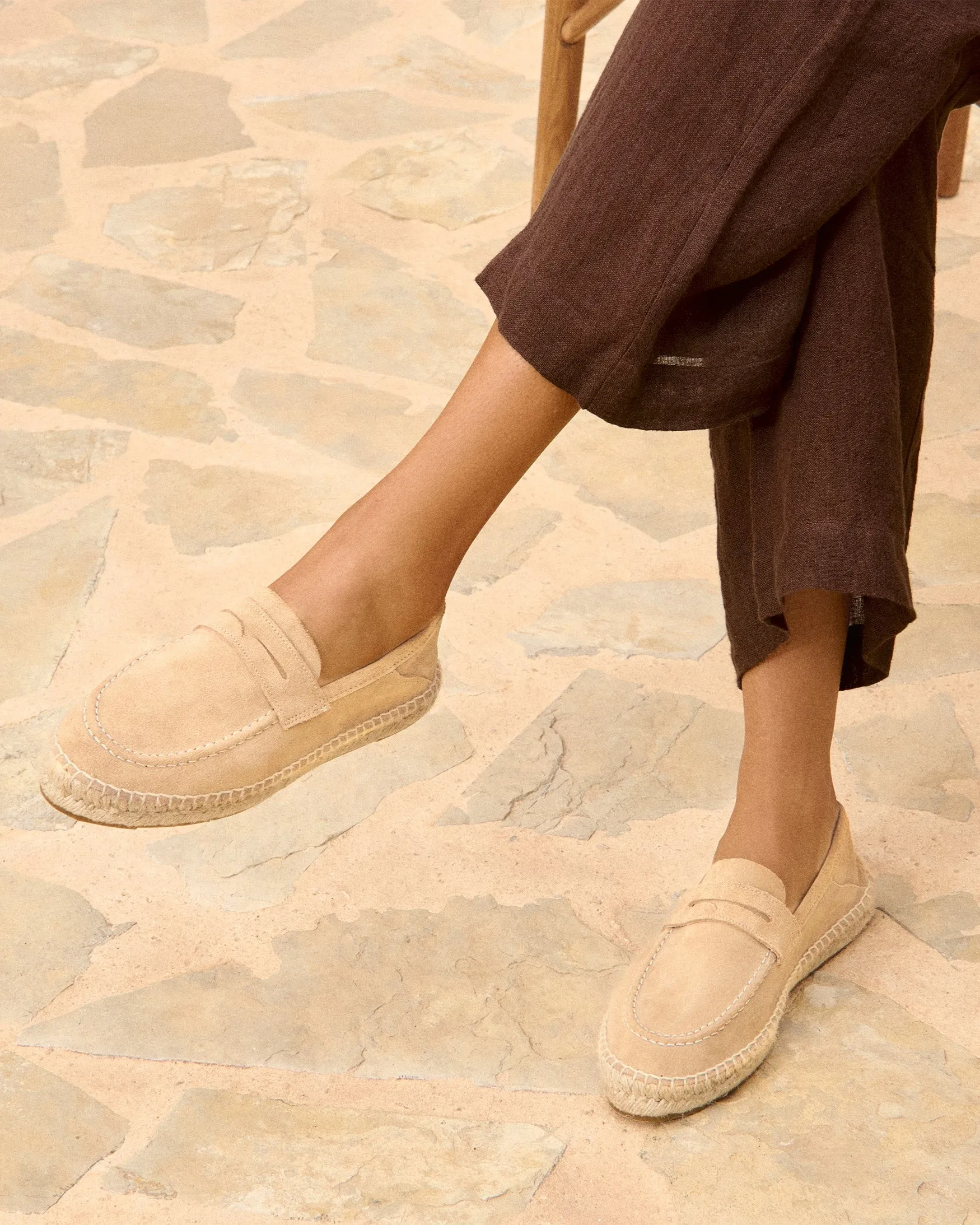 Suede Loafers Espadrilles - K11LW - Hamptons Champagne Beige