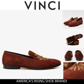 The Lazio Shoe Burgundy Suede Slip-on  Loafer Men Shoe
