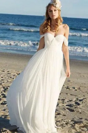 Unique Off The Shoulder Sweetheart Wedding Dresses  AHC568
