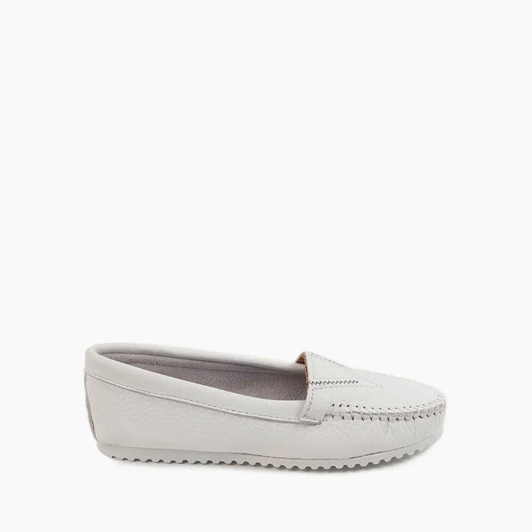 Women's Deerskin Gore Front Moccasin in White
